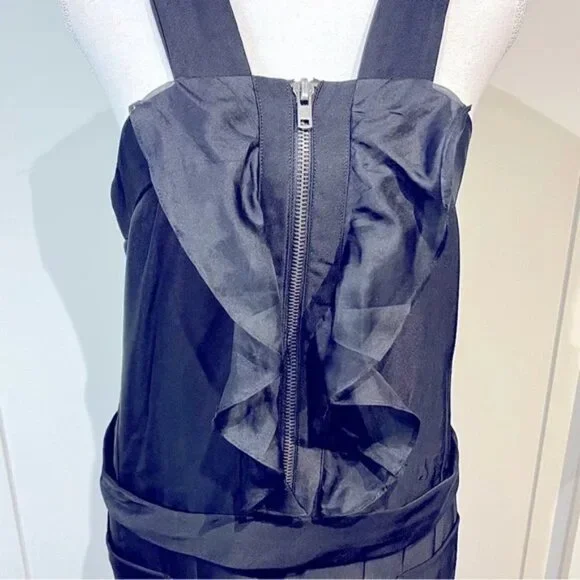 Drop Waist Ruffle Front Chunky Zip Mini Dress - Picture 2 of 5